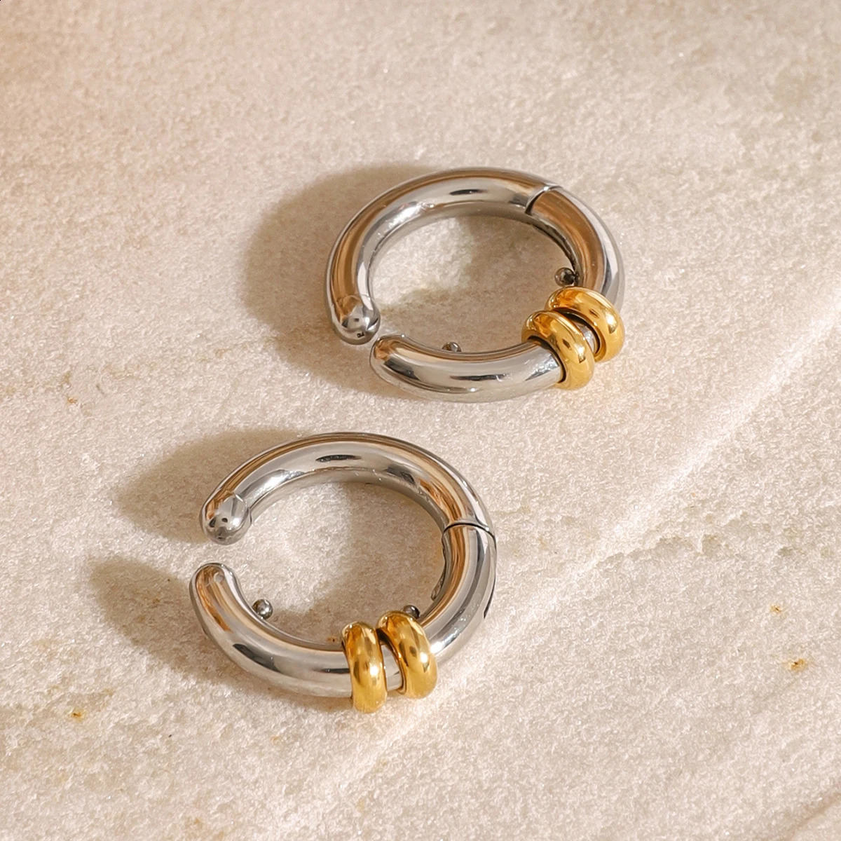 Youthway Trendy Modern Stainless Steel Gold Silver Color Geometric Cshaped Ear Clip For Unisex Anti Allergic Jewelry Gift 250213