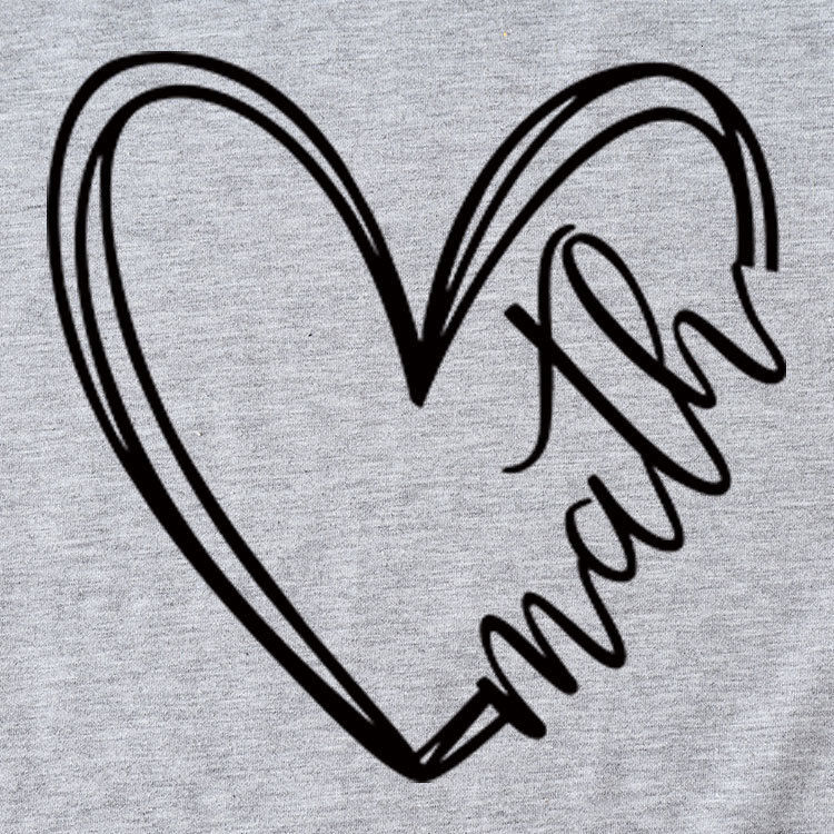 Designer Free Shipping Math Heart Summer New Short Sleeve Women's Fashion Trend T-shirt Large