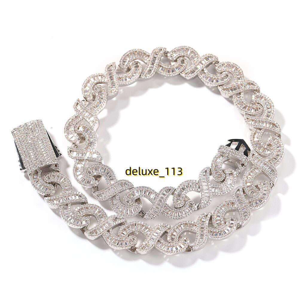 New geometric T-shaped infinite necklace for men with a sense of and personality. 15mm dia inlaid Cuban chain hip-hop moissanite jewelry