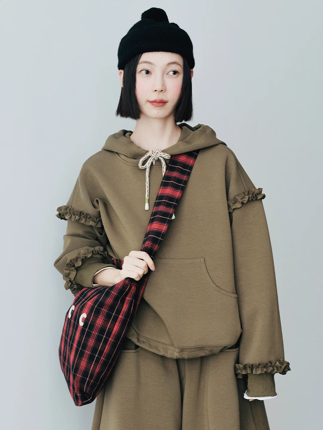 autumn lace hooded drawstring loose top for women 244837 250213