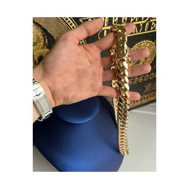 Handmade 18mm 22 Miami Cuban Link Chain 420grams Heavy Solid 925 Sterling Silver 14k Gold Plated Curb Hiphop Chain