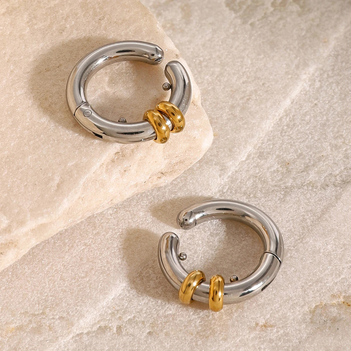 Youthway Trendy Modern Stainless Steel Gold Silver Color Geometric Cshaped Ear Clip For Unisex Anti Allergic Jewelry Gift 250213