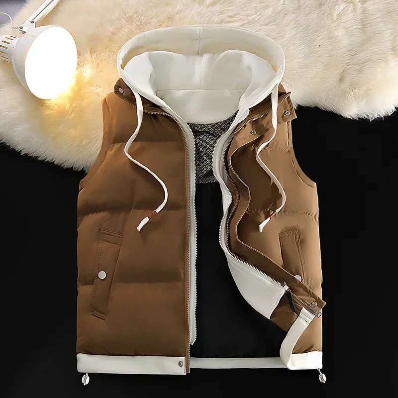 Down Cotton Vest Men Autumn Winter Middle School Students Loose Fashion Vests Man Thickened Waistcoat Cotton-padded Jacket Male