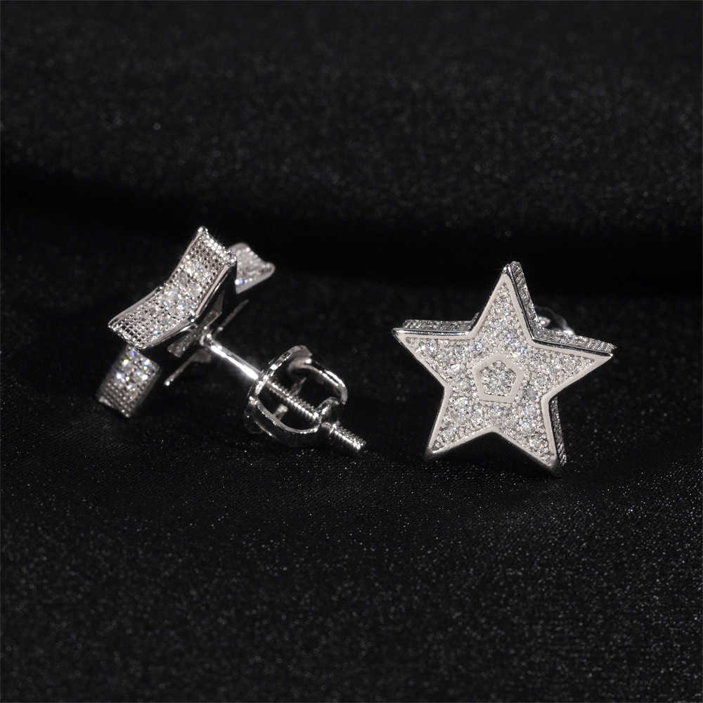 New minimalist star 925 silver vvs vs. moissani personalized earrings best-selling Hip hop earrings