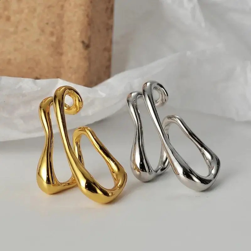 Vintage Double Layer Ear Cuff Clip for Women No Pierced Geometric Lines Earrings Wrap Earcuff Clips Trendy Party Jewelry 250213