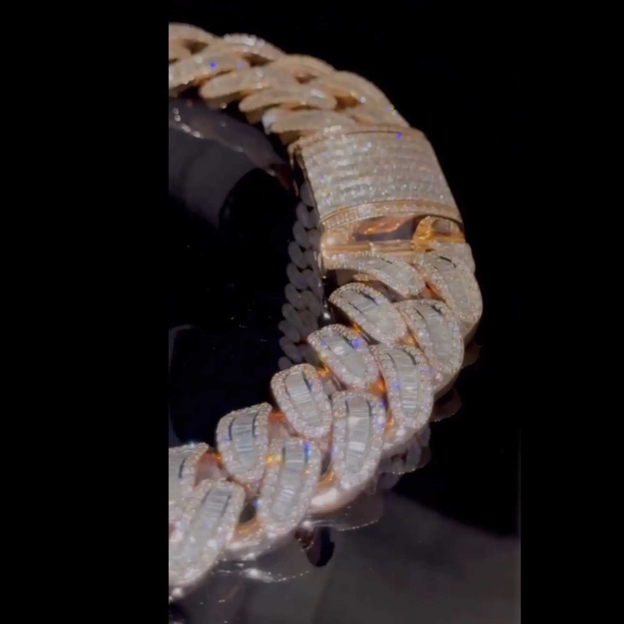 High Quality 22mm 700 Gm Pass Diamond Tester Vvs Lab Grown 10k Gold Cuban Link Chain Top Quality