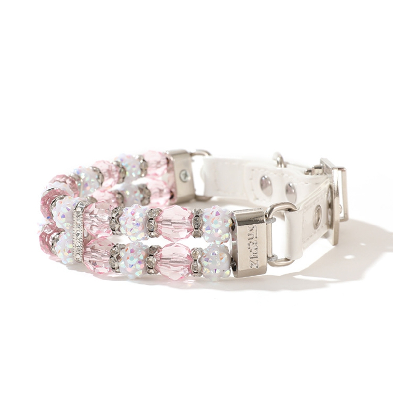Puppy Pearl Collars, Bling Rhinestone Cat Necklace Cute Crystal Puppy Collars for Small Medium Female Dogs Girl Kitten, Gemstone pet collar for Weddin