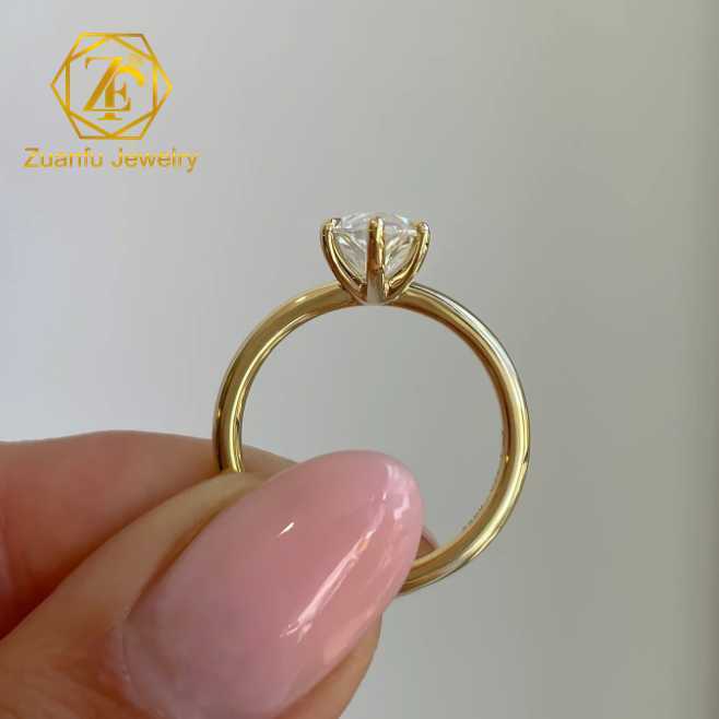 Fancy Cut 1CT 2CT Lab Grown Diamond CVD HPHT Engraved Gold 18K Solid Gold Lab Diamond Ring for Women Wedding