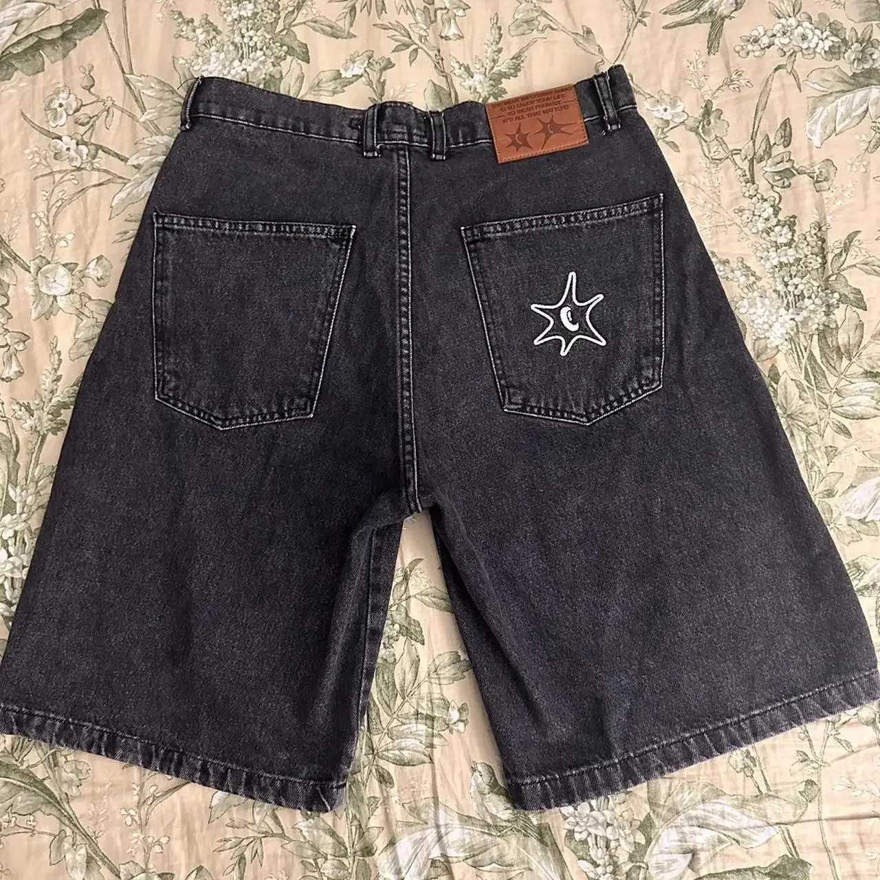 PROTECT Shorts Y2K Pants Gothic Hip Hop Letter Embroidery Retro Black Baggy Denim Gym Shorts Mens Womens New Basketball ShortsT250215