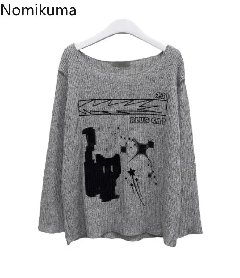 Streetwear Pullovers Womens Clothing Slash Neck Long Sleeve Jumper Pull Femme Off Shoulder Chic Knit Sweater Tops Sueter Women 250210