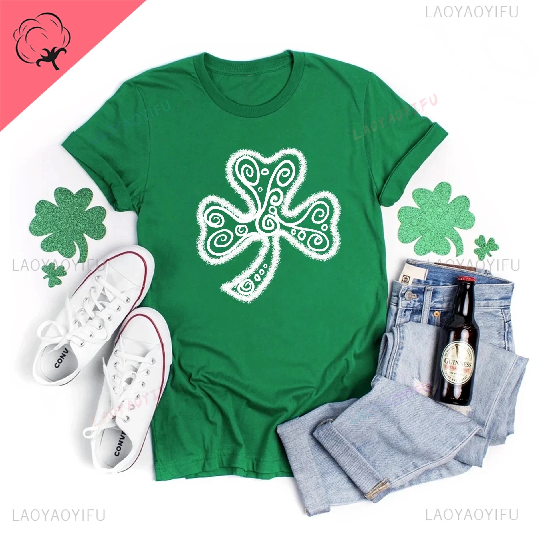 Designer 2025 New Short Sleeved T-shirt Clover Men And Women Plus Size Round Neck Top