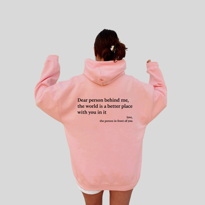 New arrival European beautiful women's fleece sweater letter slogan printed kangaroo pocket drawstring printed hoodie