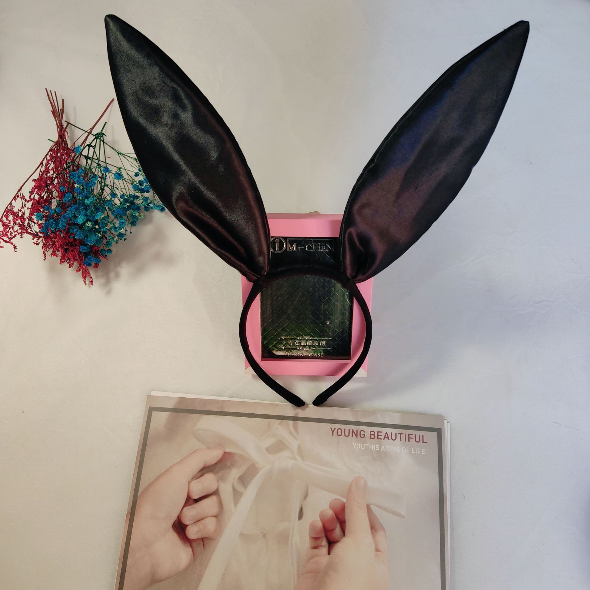 Amazon Velvet Rabbit Ears Headband - Halloween Festival Bar Wired Hair accessory