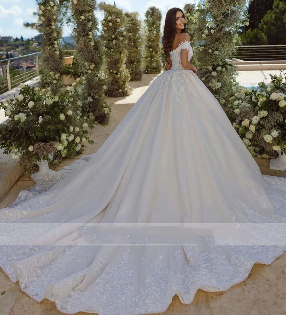A-Line Wedding Dresses Sweetheart Off The Shoulder Vestido Novia Lace Beaded Appliques Robe De Mariee