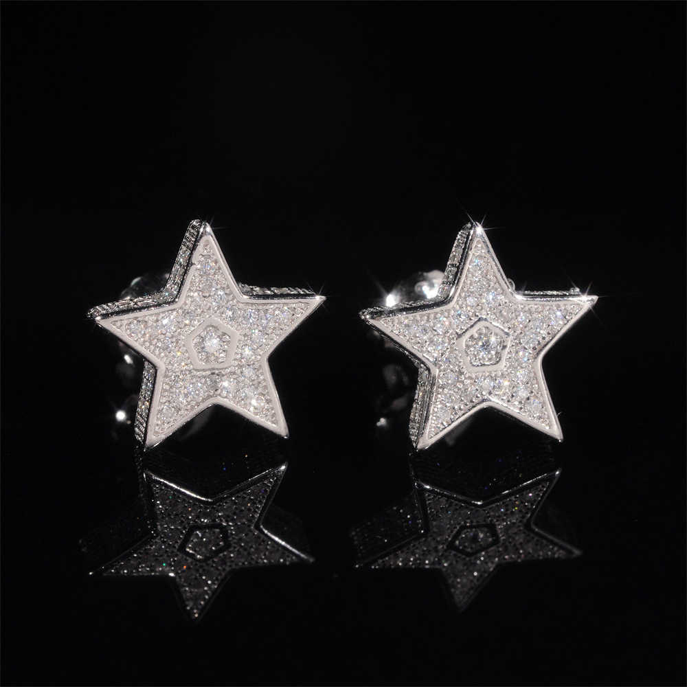 New minimalist star 925 silver vvs vs. moissani personalized earrings best-selling Hip hop earrings