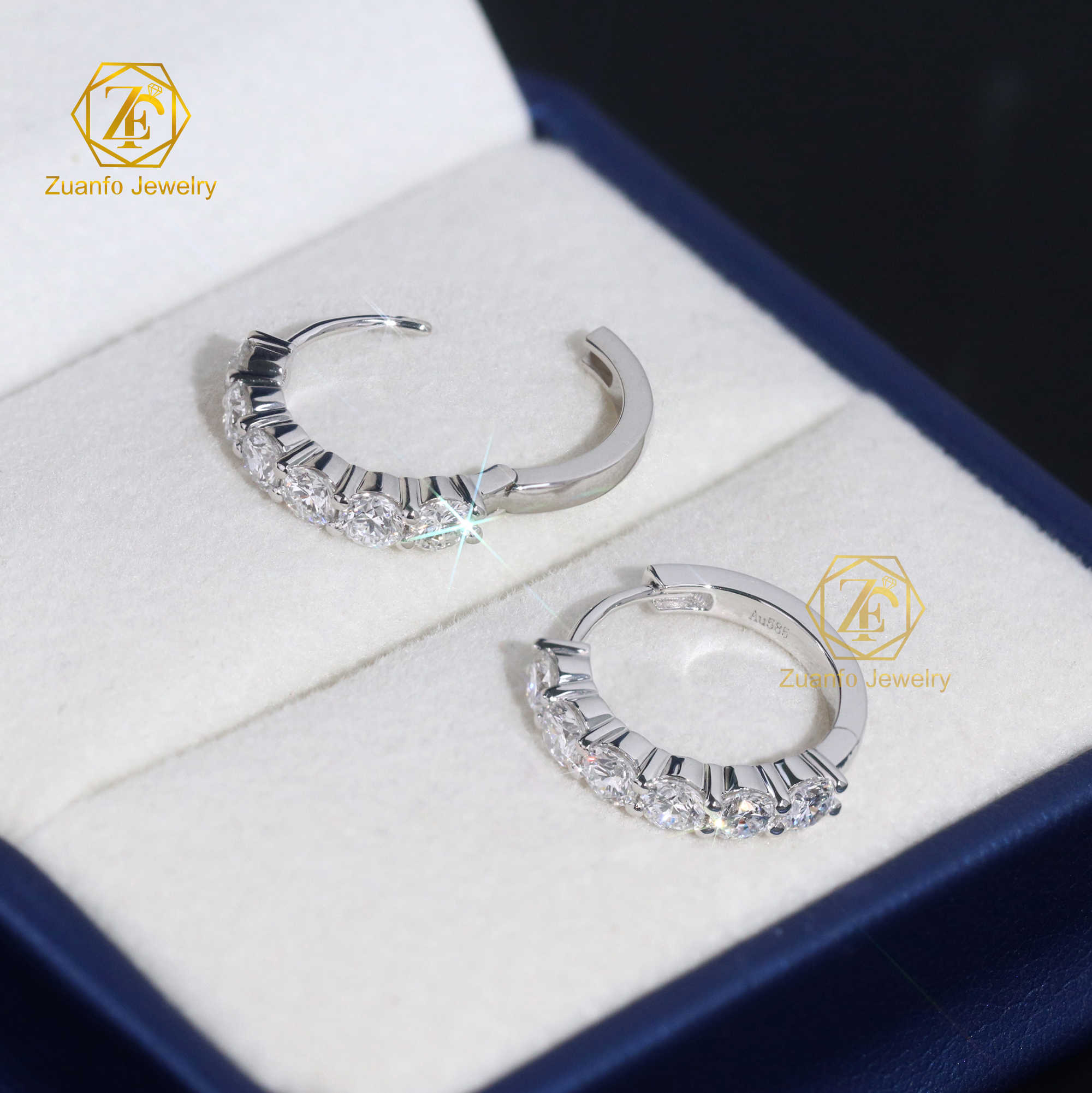 Real Gold Hoop Earrings Ear Rings Fashion 3mm Lab Grown Diamond Huggies Earring 14K Solid Gold Earrings