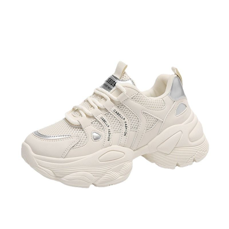 Women Sports Shoes Fashion Thick Sole Mesh Breathable Simple Style Versatile Triple Black Beige Khaki Free shipping