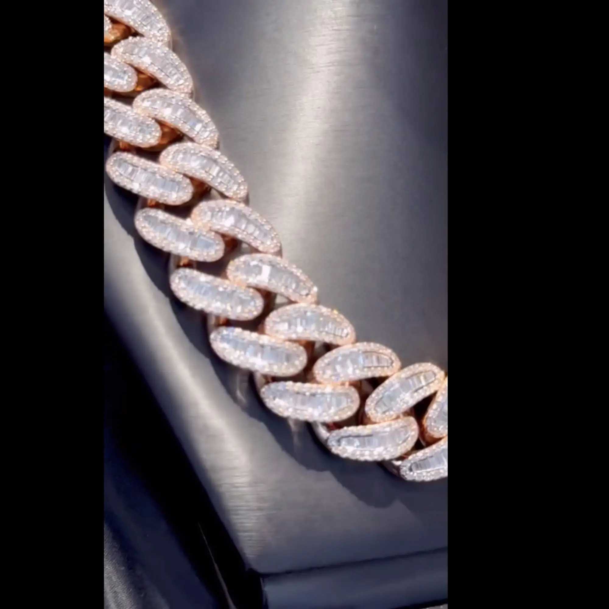 High Quality 22mm 700 Gm Pass Diamond Tester Vvs Lab Grown 10k Gold Cuban Link Chain Top Quality