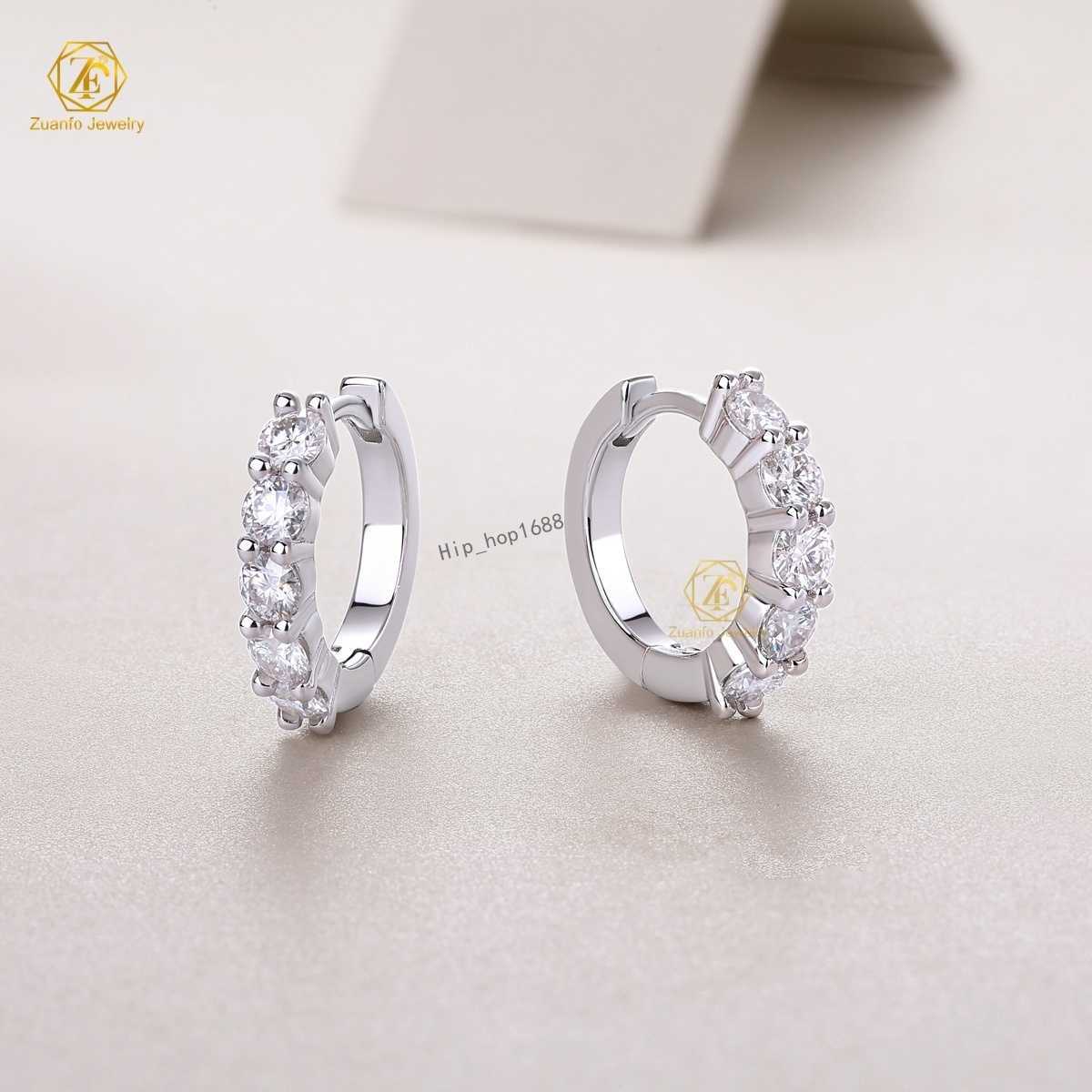 Wholesale 925 Sterling Silver Hoop Earrings Fine Jewelry with 0.1Ct Lab Grown Moissanite Gold Plated for Weddings and Gifts