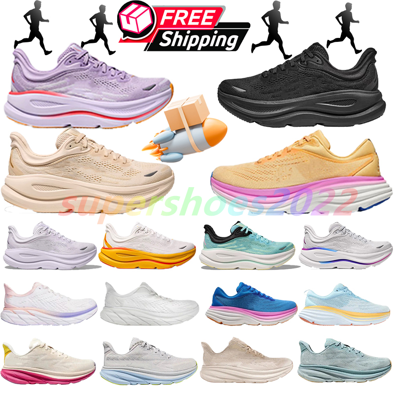 New bondi 9 8 clifton 8 9 kawana for mens womens running shoes high quality designer sneakers triple black white purple hiking shoe breathable outdoor Sport trainer