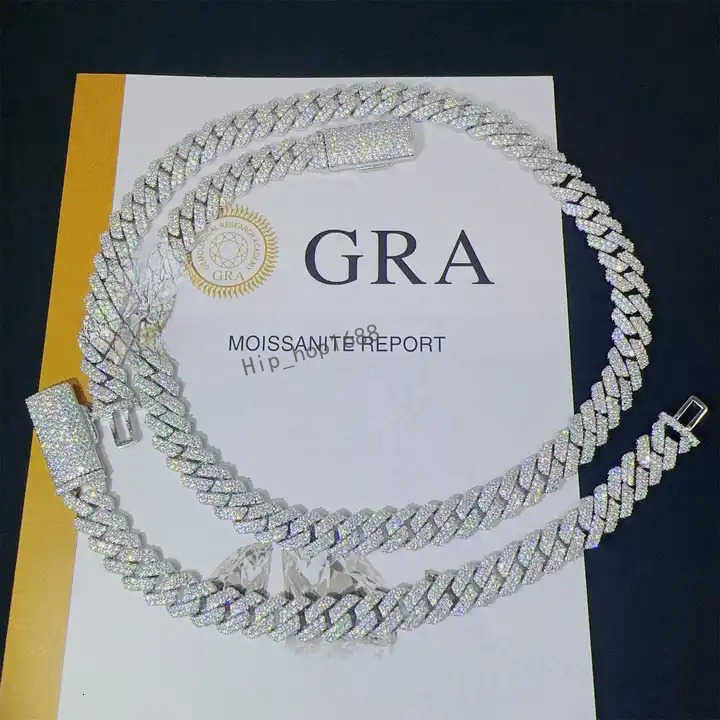 8mm Vvs Moissanite Necklace with 925silver Necklace Custom Sized Cuban Chain Hip Hop Style Chain