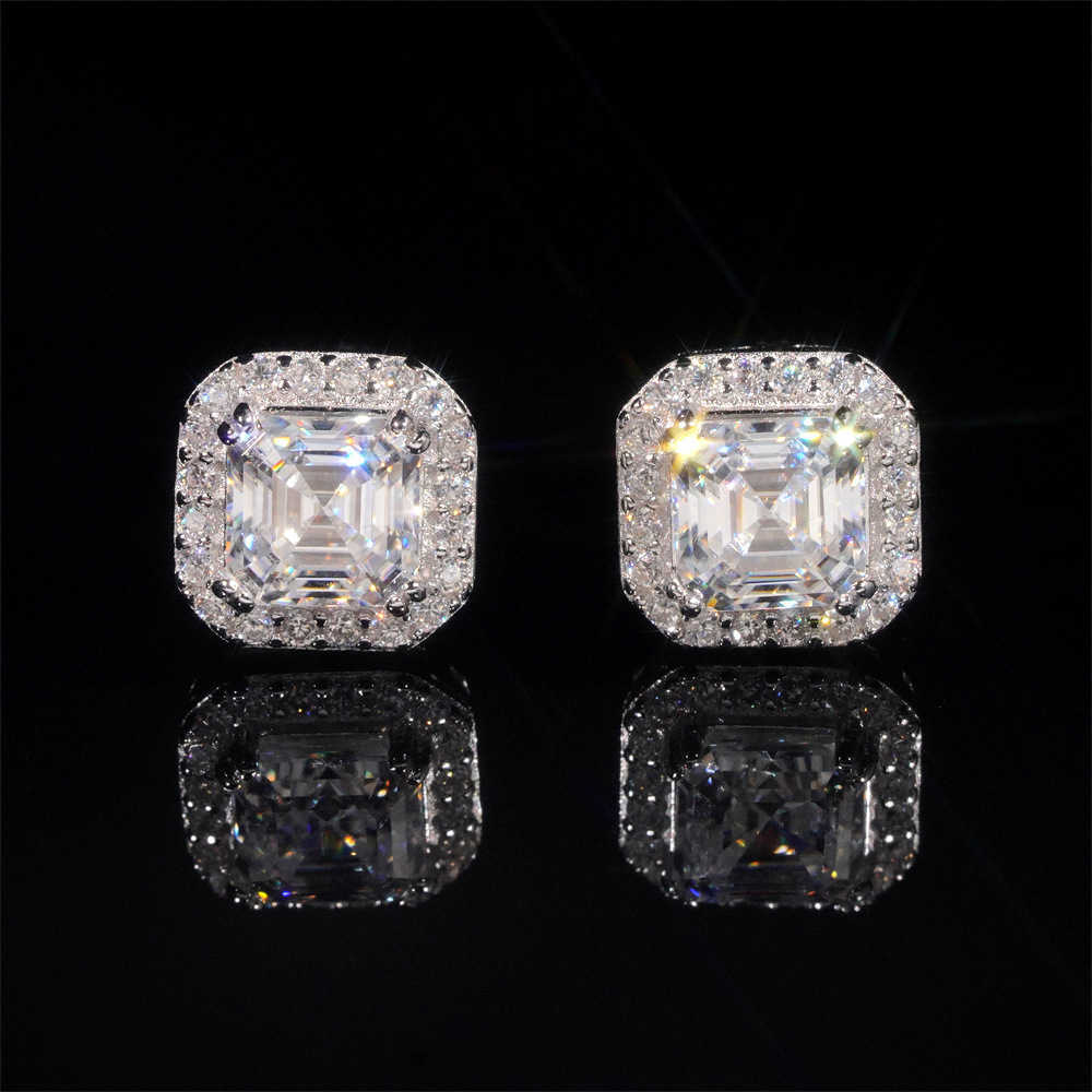 High quality 925 sterling silver vvs moissanite earrings with exquisite craftsmanship and high-quality moissanite princess square earrings jewelry