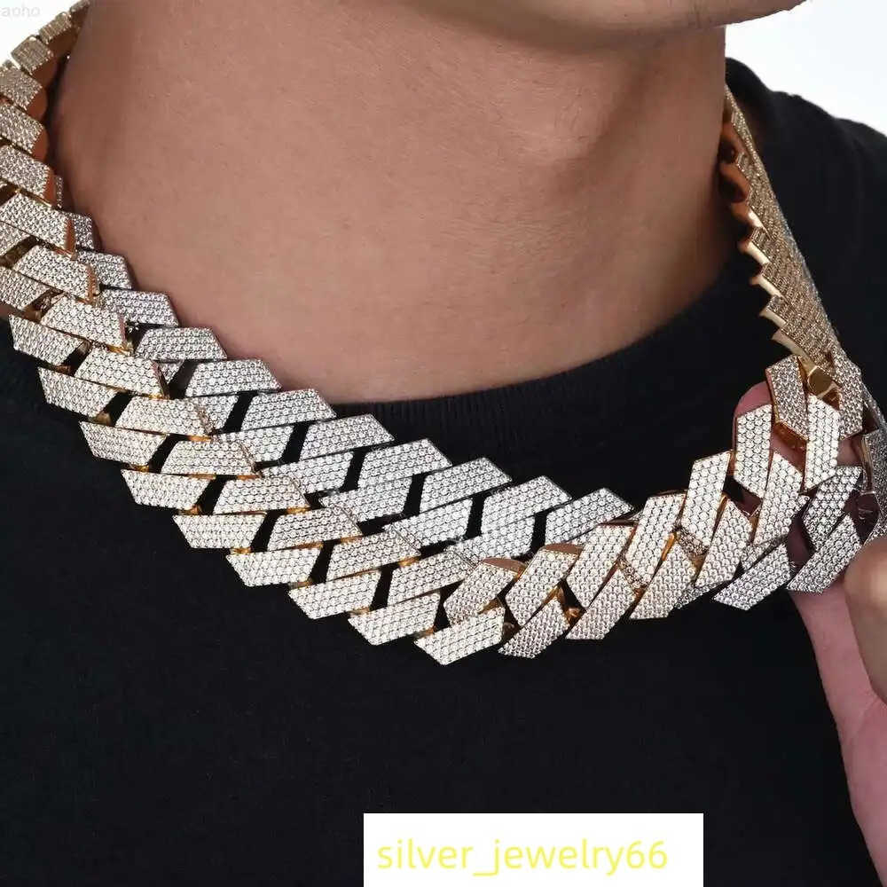 Mens Iced Out Clasp 15mm18mm Cuban Link Chain Sterling Silver S925 White Gold Plated Vvs Moissanite Cuban