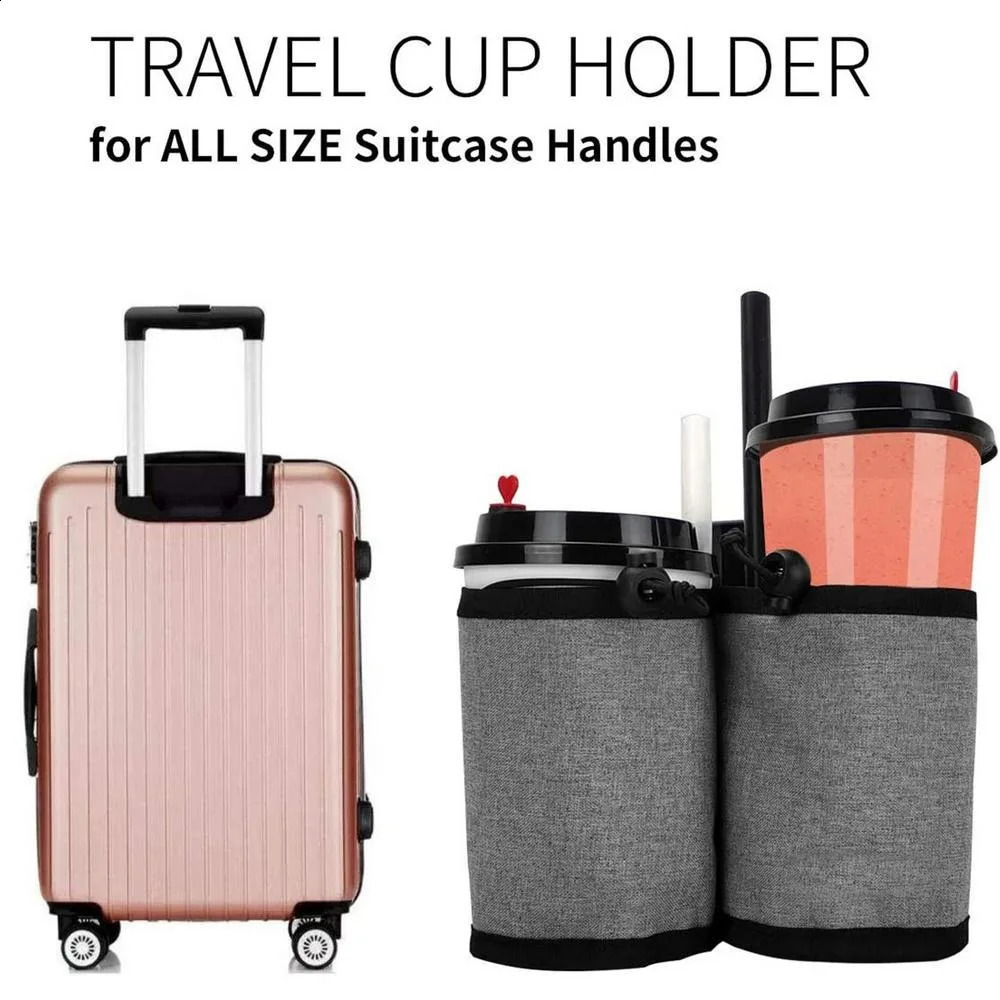 Luggage Cup Holder Fits All Suitcase Handles Durable Free Hand Travel Suitcase Drink Bag Travel Milk Tea Coffee Mugs Holder 250214
