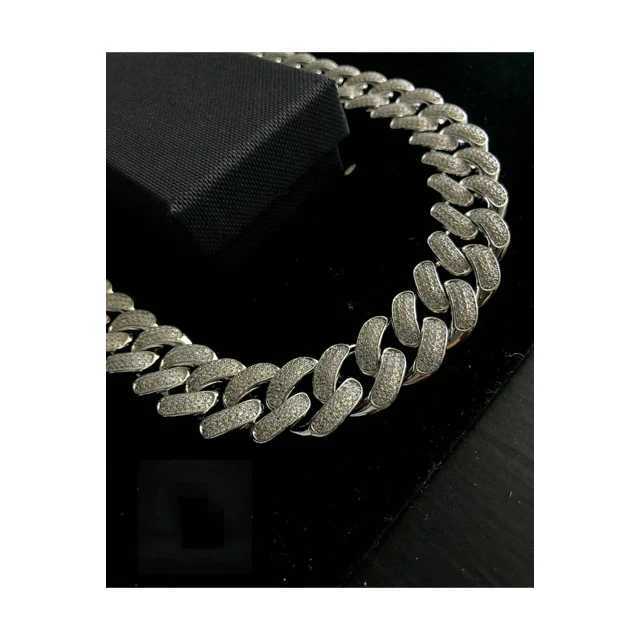 Arrival Miami Cuban Link Chain Vvs Moissanite Diamond Stubbed 925 Sterling Silver White Gold Plated