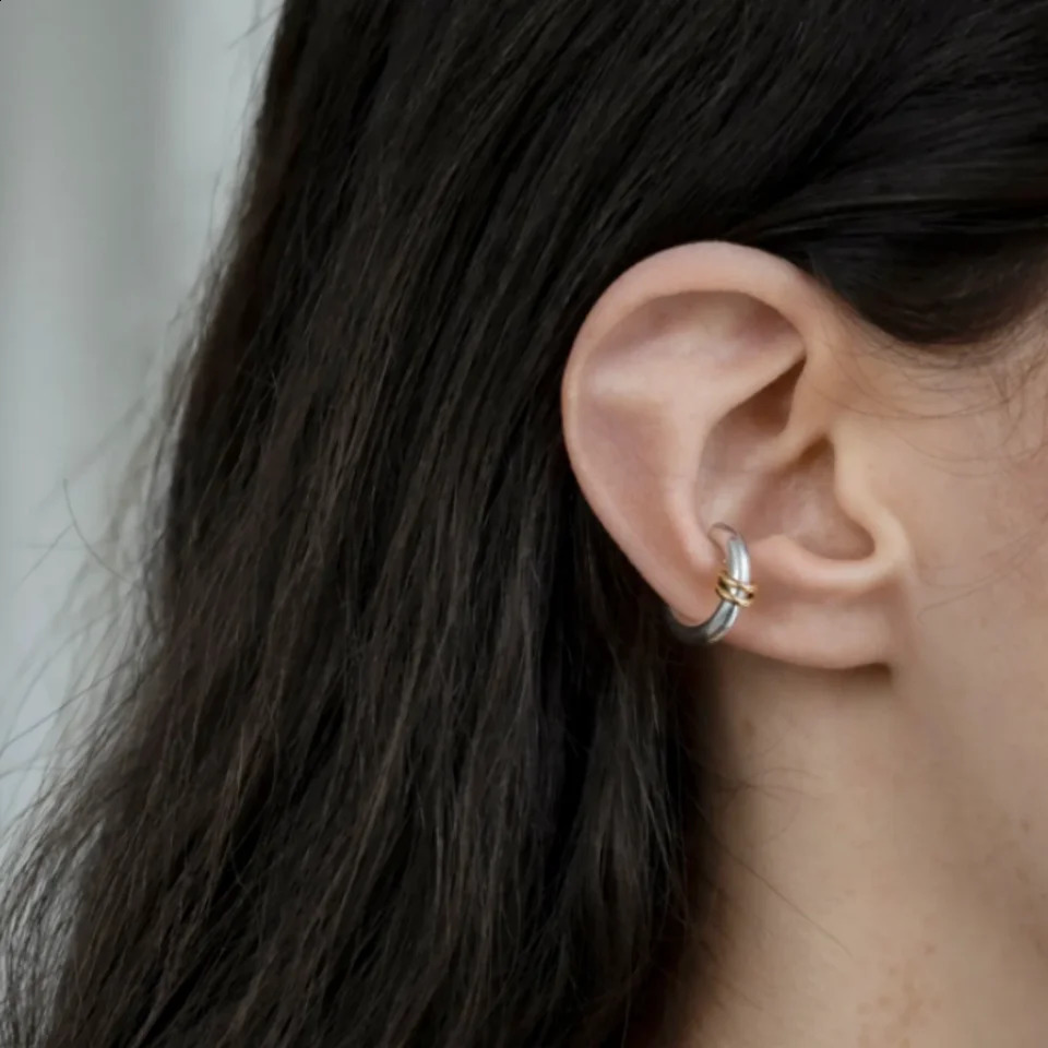 Youthway Trendy Modern Stainless Steel Gold Silver Color Geometric Cshaped Ear Clip For Unisex Anti Allergic Jewelry Gift 250213