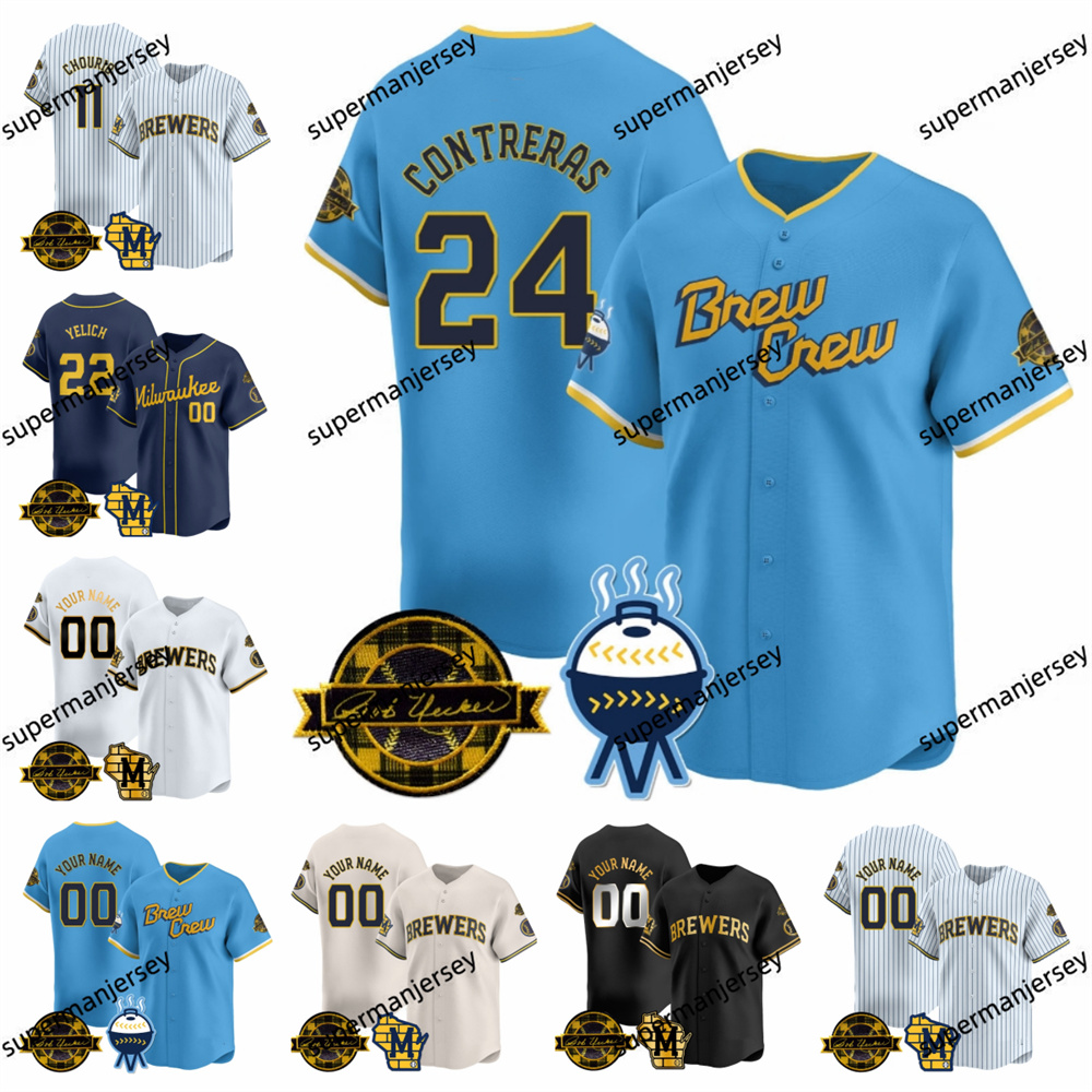 11 Jackson Chourio Brewer Baseball Jersey Brice Turang Hoskins Christian Yelich Sal Frelick William Contreras Willy Adames Freddy Peralta Gary Sanchez Jake AA