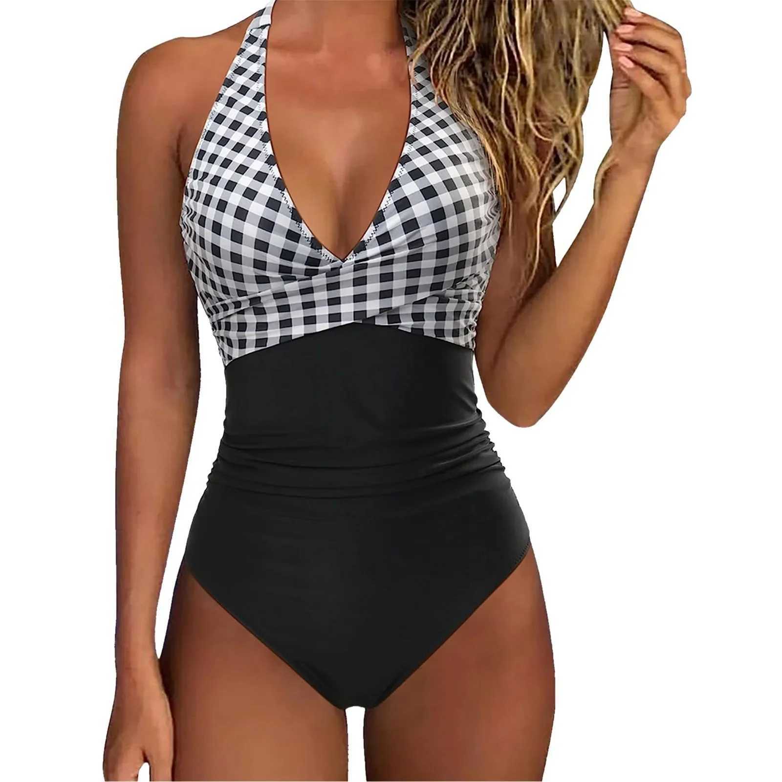 Tummy Control One-piece Swimsuit Female Backless Design Halter Beachwear Womens Swimwear Bathing Suit womens swimsuits 2025W250214