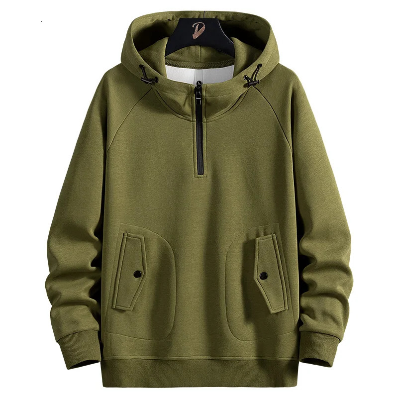 Men Sweatshirts Cotton Hooded Oversized 6XL 7XL 8XL Plus Size Zipper Full Length Hoodies Pullovers Autumn Streetwear Sportswear 250214