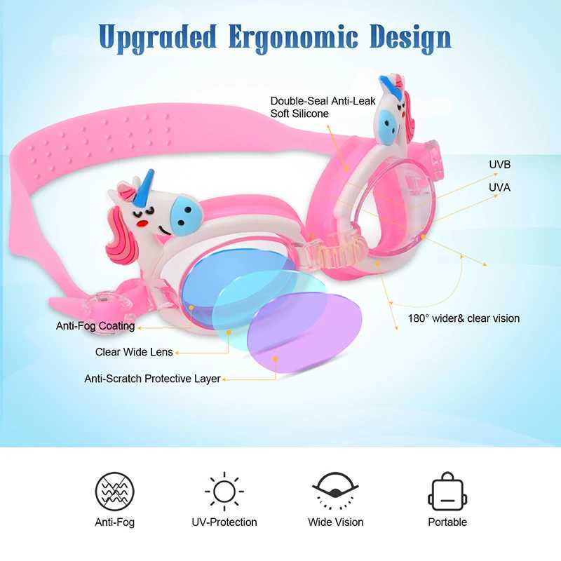 Cute Girl Swimming Goggles Anti Fog Swim Glasses Summer Swimming Accessories Silicone Eyewear With Ear Plugs Z250215
