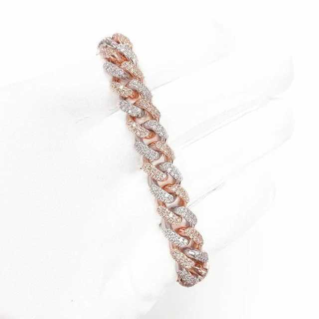 Arrival2 Tone 10mm Miami Cuban Link Chain Vvs Moissanite Diamond Stubbed 925 Sterling Silver White Gold Plated