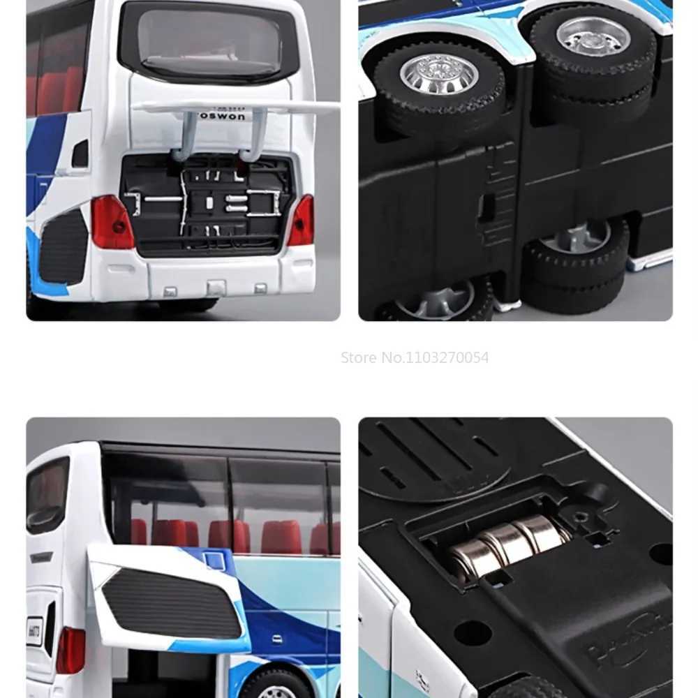 1/32 Alloy Single-layer Bus Car Model Toys Diecast Simulation Metal Business Bus Vehicle Sound Light Pull Back Children Gift ToyT250215