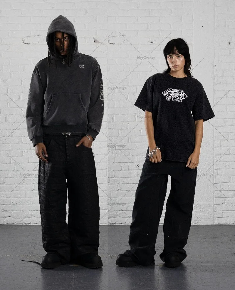 Y2K Punk Rock Fashion Versatile Straight Wide-leg Pants Men Retro Street Hip-hop Harajuku Goth Casual Loose Jeans Women 250210