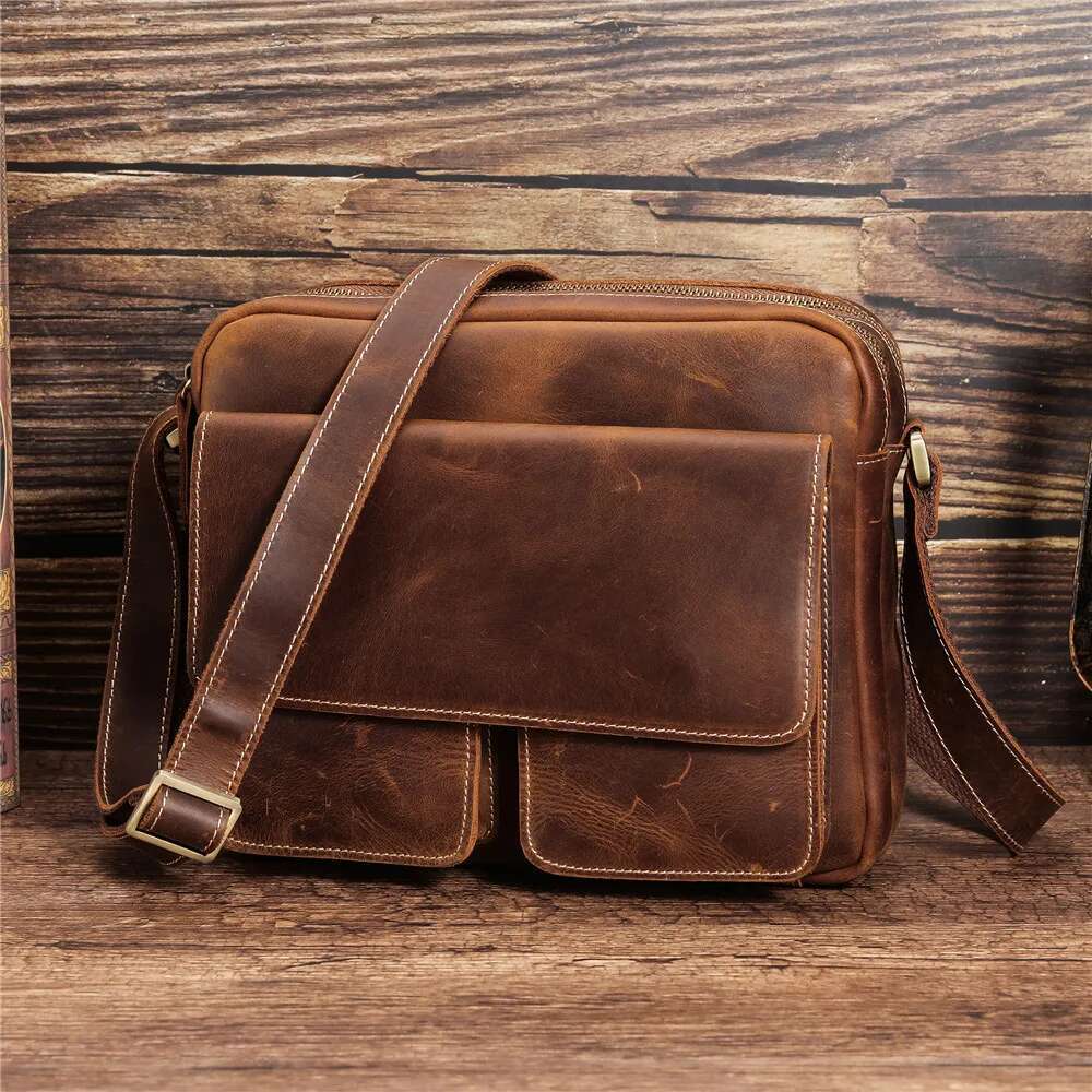 Shoulder Men Leather Vintage Crossbody Messenger Business Office Hand Sg Tote Bag Transverse For Male