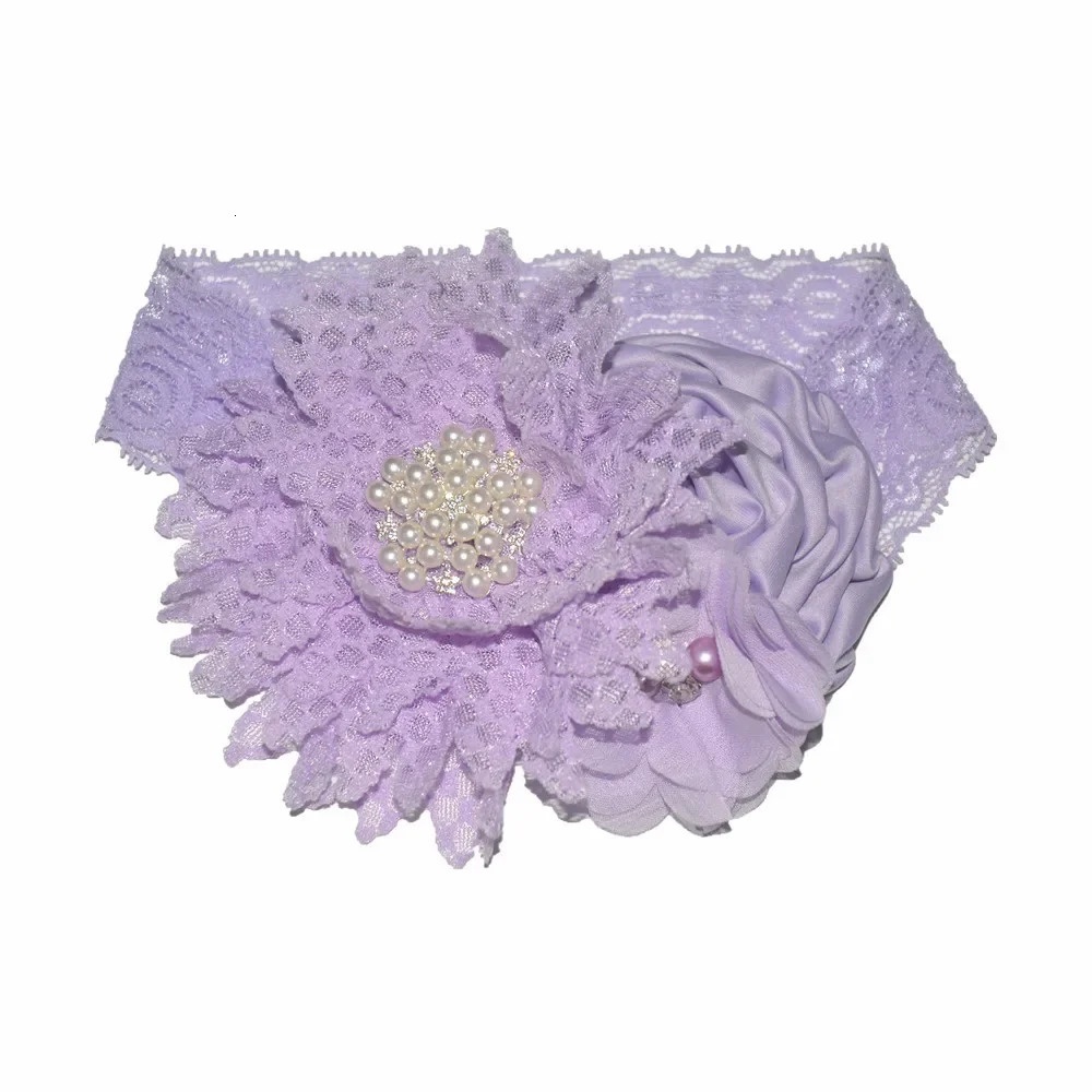 Baby girls Flower Headband born Infant Pearl Flowers With Lace wide Headbands Bebes Hair accessories Phoro props Kids Turban 250121