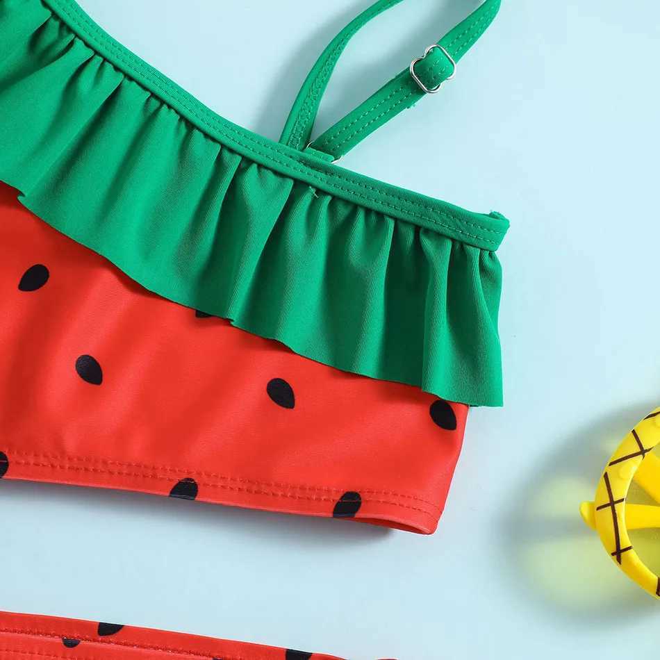 1-6Y New Fashion Kid Watermelon Design Bikini Set Lovely Two Pieces Child Swimwear Cute Girl Flouncing Swimsuit Summer BeachwearXJ250214