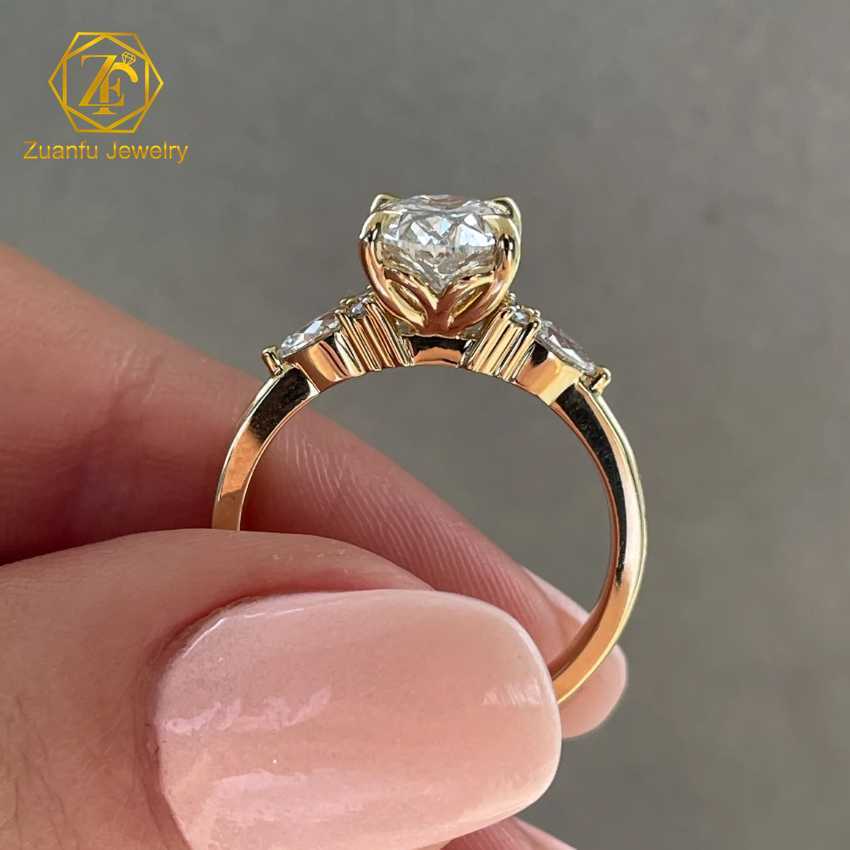 Fine Jewelry 14K Yellow Gold Oval Shape Cvd Diamond Ring 1.5CT 6x8mm Lab Created Diamond Ring for Women
