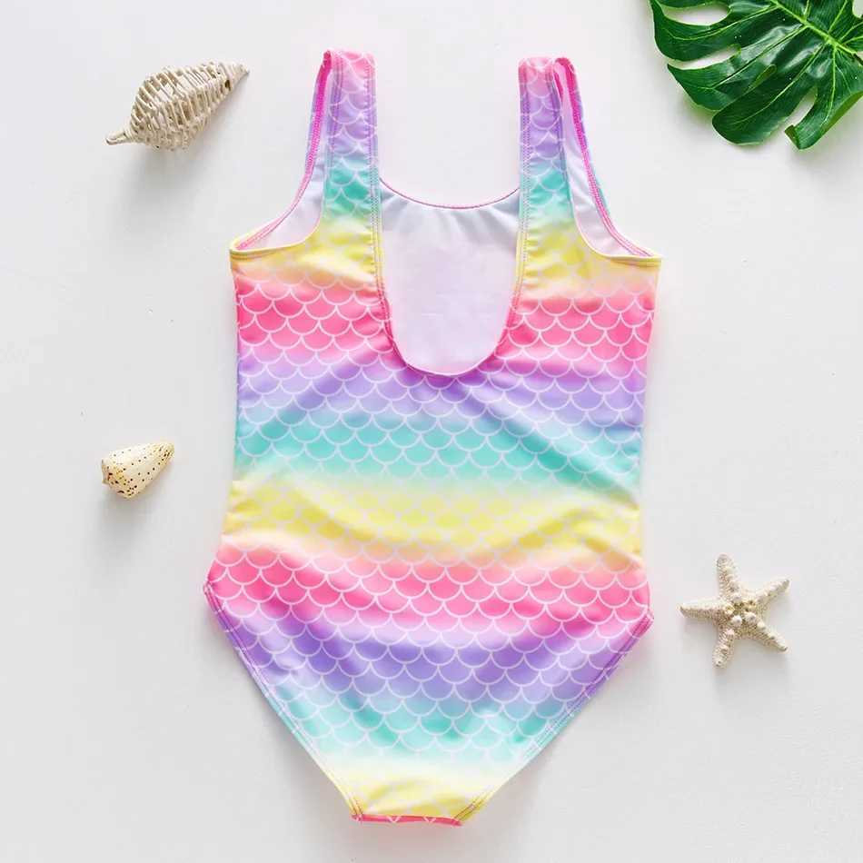 New Arrival Girls One-Piece Swimsuit Childrens Swimwear Colorful Gradient Print One-Piece Swimsuit for ChildrenXJ250214