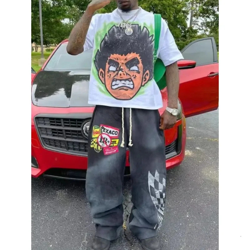 Streetwear Harajuku Retro Oversized Cartoon Graphic Print T Shirts Mens and Womens Hip Hop Fashion Casual Short Sleeve Tops 250210