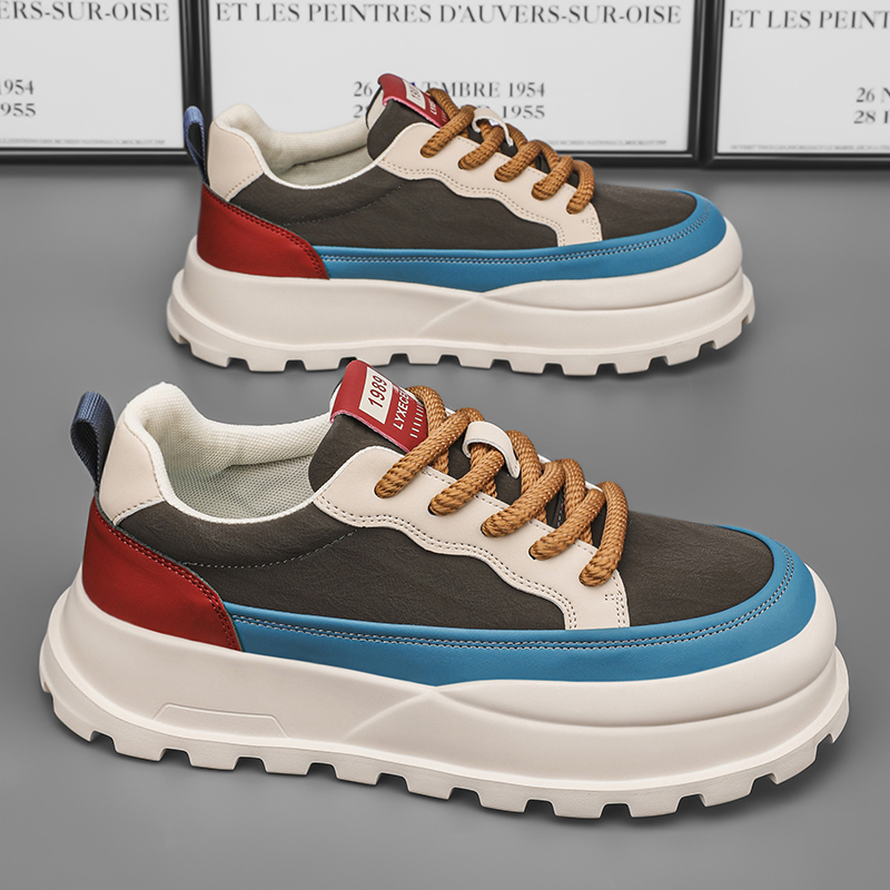Men Casual NEW Shoes Thick Sole Fashion Simple Design Splicing hot Color Versatile Triple Black Khaki Free shipping