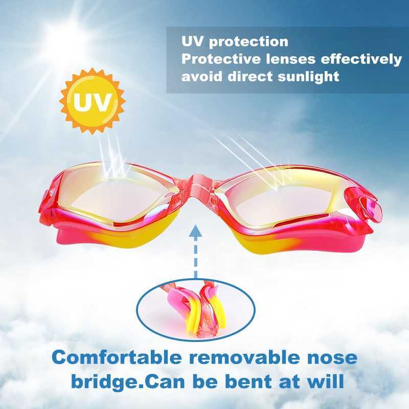 JSJM Professional Colorful Children Silicone Swimming Goggles Anti Fog UV Swimming Glasses Waterproof Silicone Swim Eyewear Kids Z250215