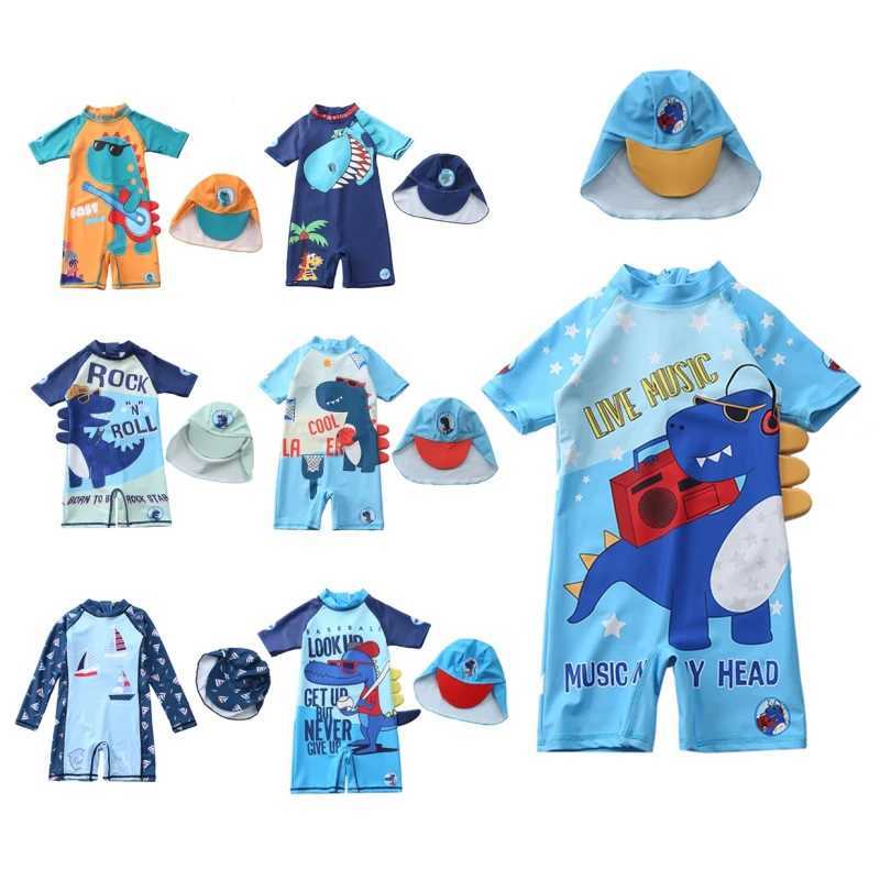 Sun Protection Quick Drying One-Piece Swimsuit Summer Girls and Boys Childrens swimsuit short sleeve Swimming SetXJ250214