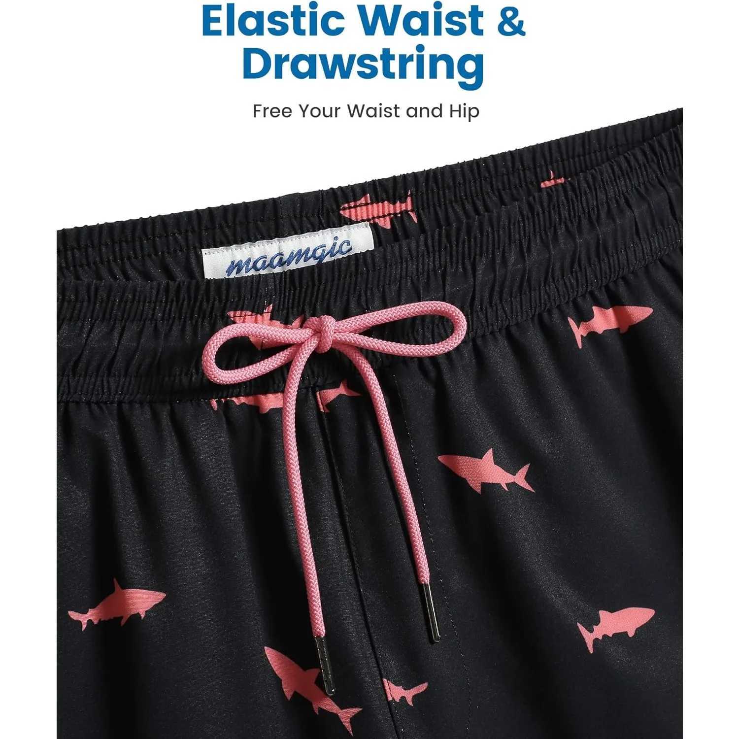 Mens Swim Trunks with Compression Liner 5 Stretch Beach Shorts Quick Dry with Zipper Pockets No-Chafing Board Shorts W250215