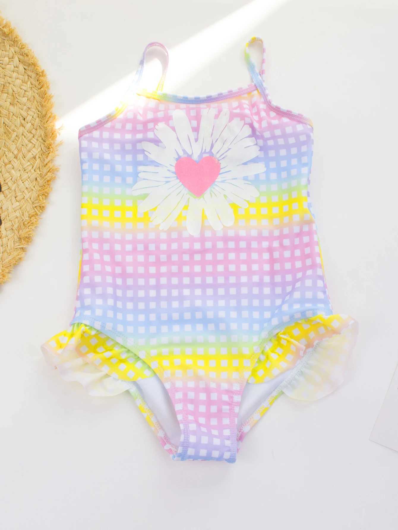 2024 Girls Ruffle Bikini Swimsuit Gradient Leopard Floral Animal Kids Swimwear Children Bikini Rainbow Bathing Set 428XJ250214