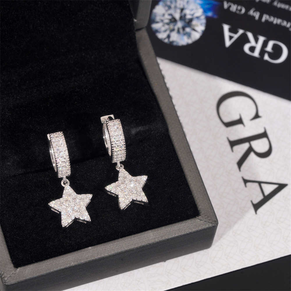 New Creative Design Star Pendant Earrings 925 Silver vvs vs Mozambique Classic Style Mens and Womens Commuting Earrings