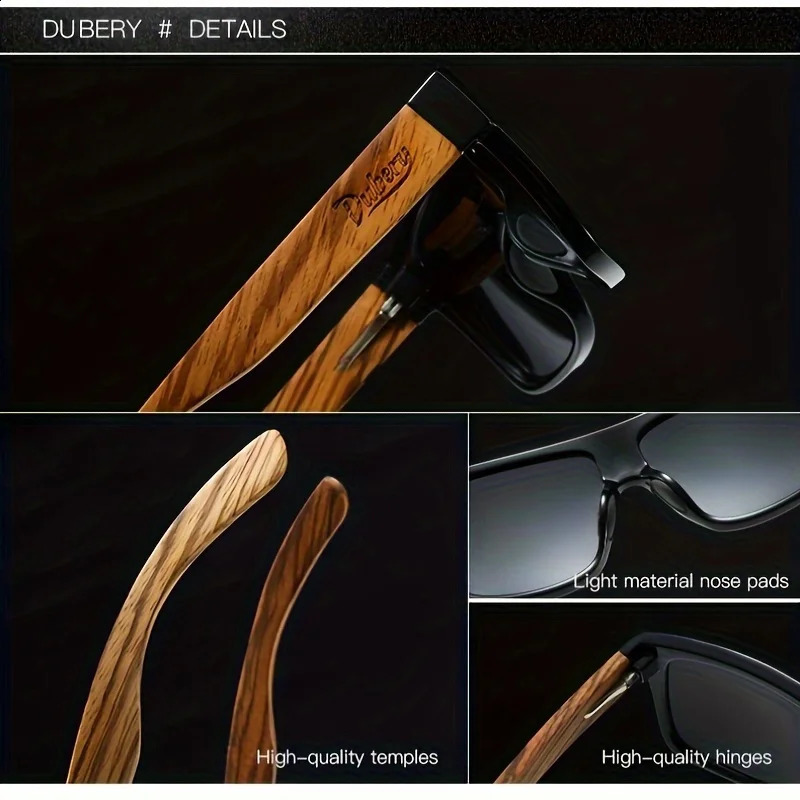 DUBERY Wooden Polarized Full Rim Sunglasses For Men And Women 8 Colors Model 240 250214